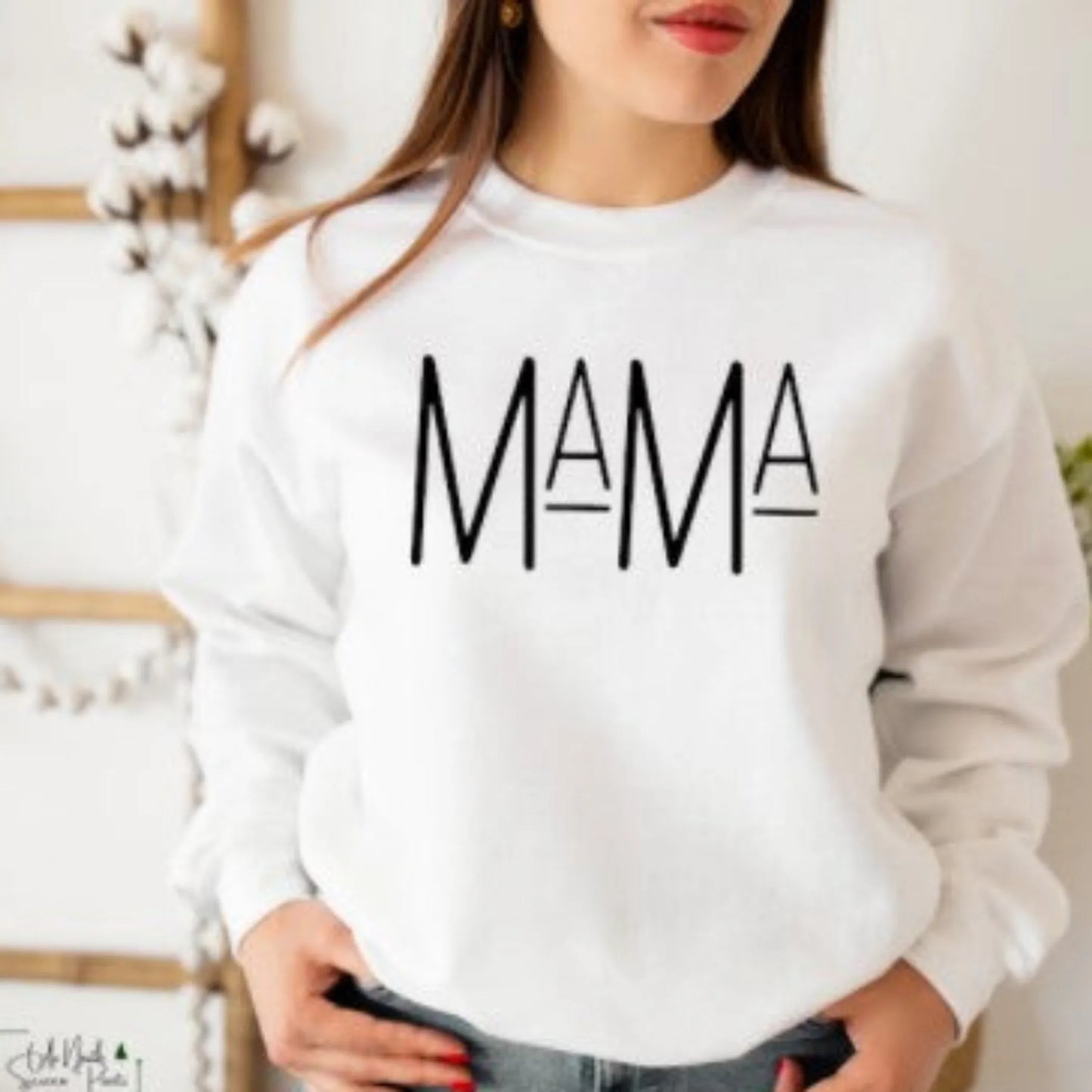 Women's Sweatshirt Mama Underlined Printed Crewneck Sweatshirts