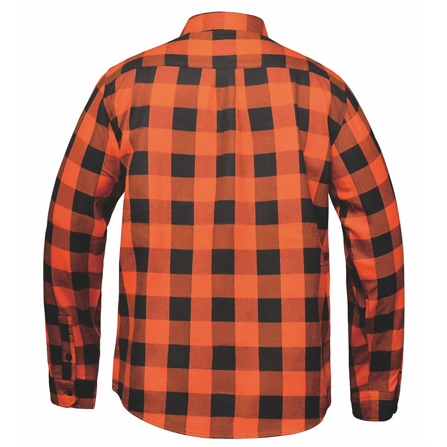 Unik Riding Gear Men's Black & Orange Plaid Flannel Shirt | 100% Cotton Long Sleeve Button-Down