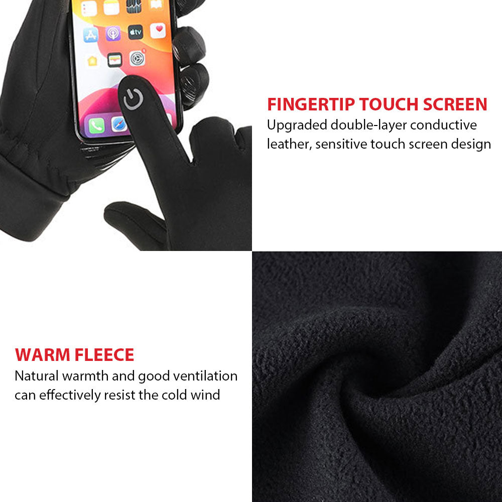 Unisex Winter Touchscreen Gloves - Windproof Thermal Gloves with Reflective Strips & Anti-Slip Grip