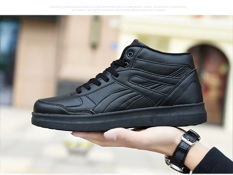 Men's High-Top Lace-Up Sneakers – Breathable Air Mesh Casual Skateboarding Shoes with EVA Insole