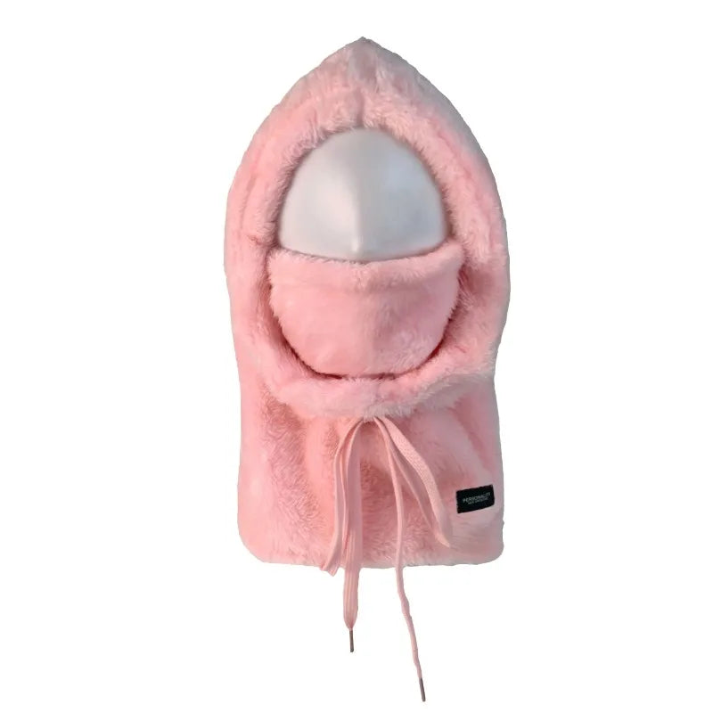 Unisex Sherpa Fleece Balaclava - Adjustable Windproof Winter Hood Face Cover | Polyester & Elastane Ski Mask