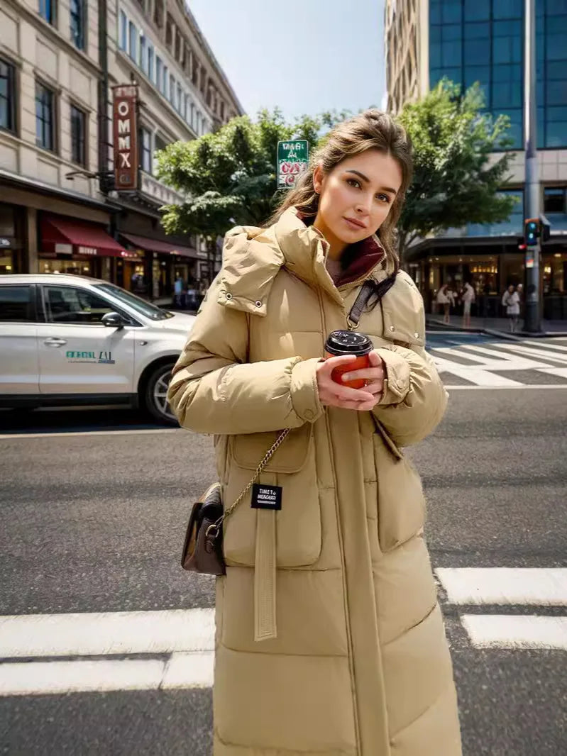 Women's 2024 Hooded Cotton Padded Parka Jacket-Long & Stylish