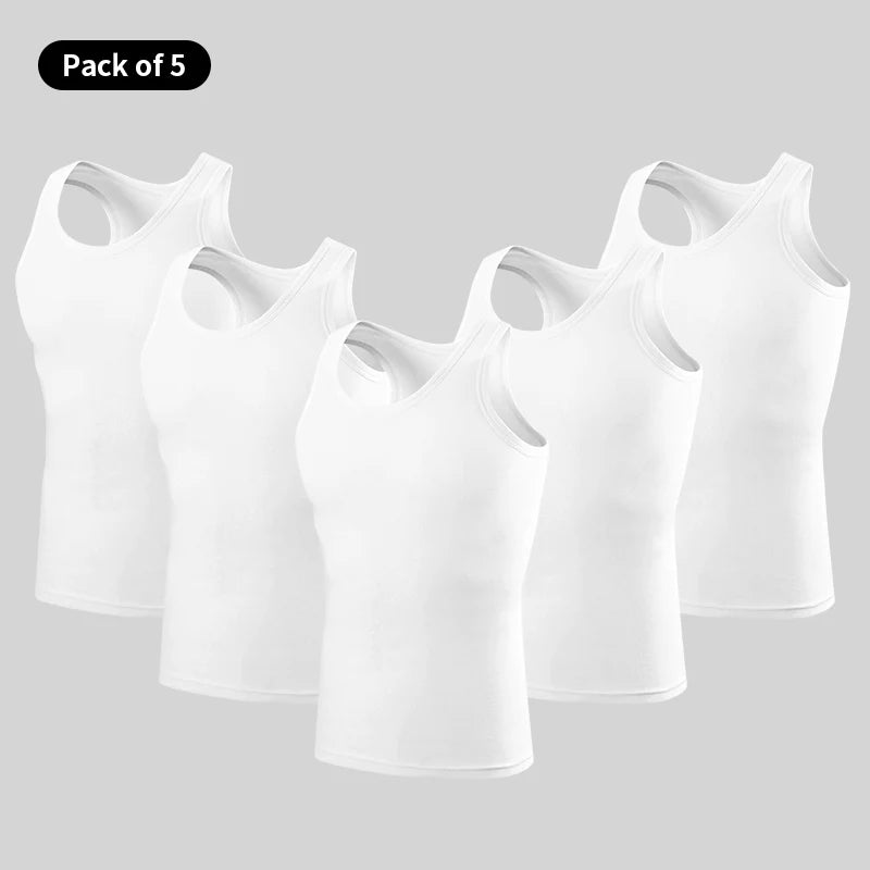 Men's Cotton Sleeveless Tank Top | Skinny Fit Gym Fitness Vest – 1, 3 or 5 Pack Bundle | Casual Sport Training Undershirt