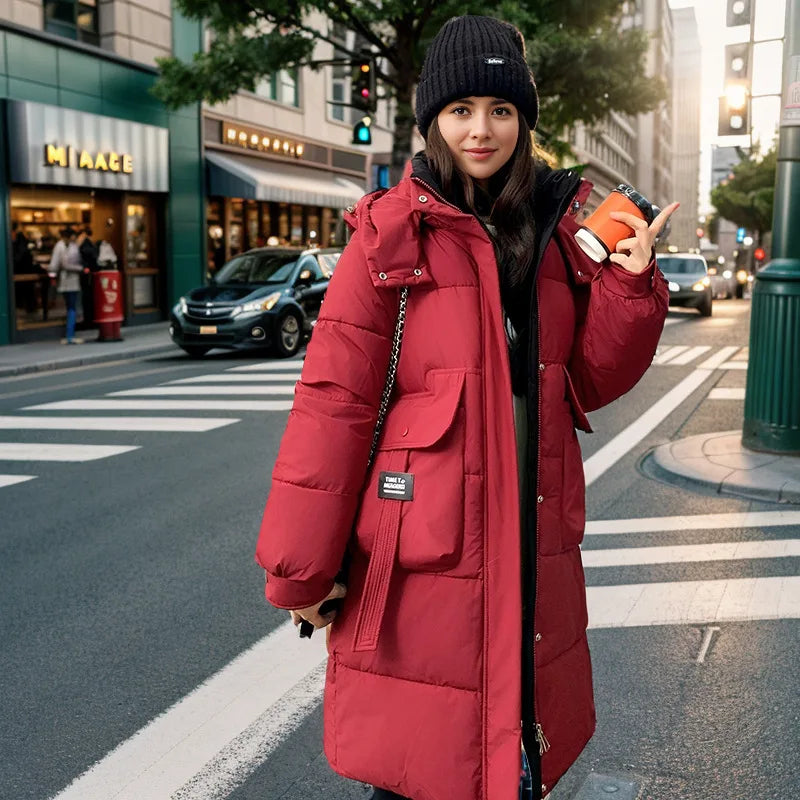 Women's 2024 Hooded Cotton Padded Parka Jacket-Long & Stylish