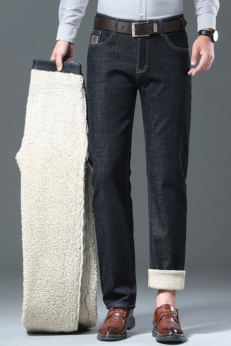 Men's Cozy Wool Velvet Jeans: Warm, Stylish & Versatile