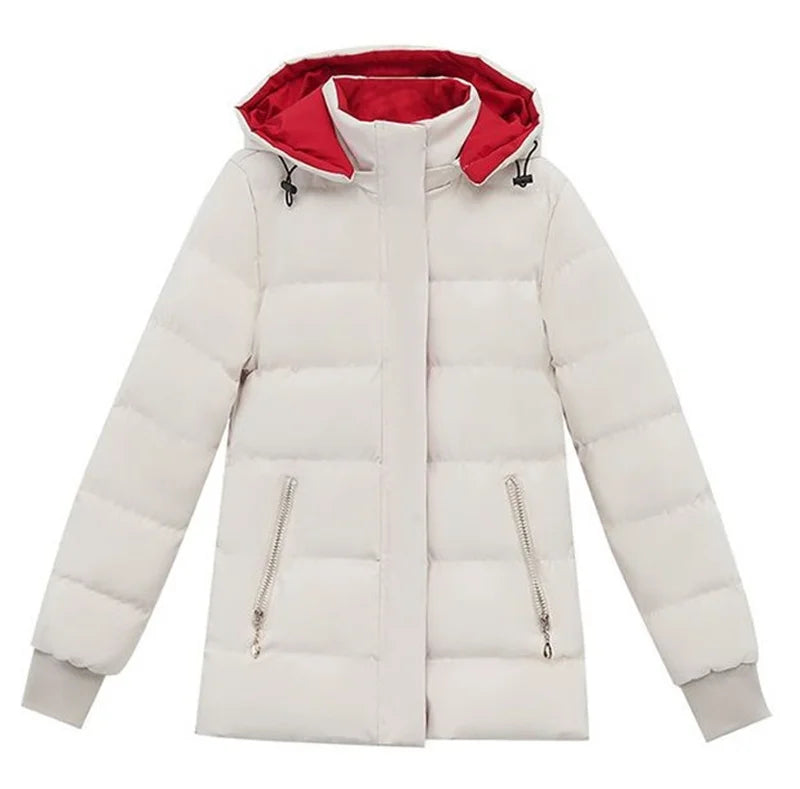 Women's Velvet Cotton Padded Winter Jacket 2025 - Detachable Hood Warm Parka Coat"