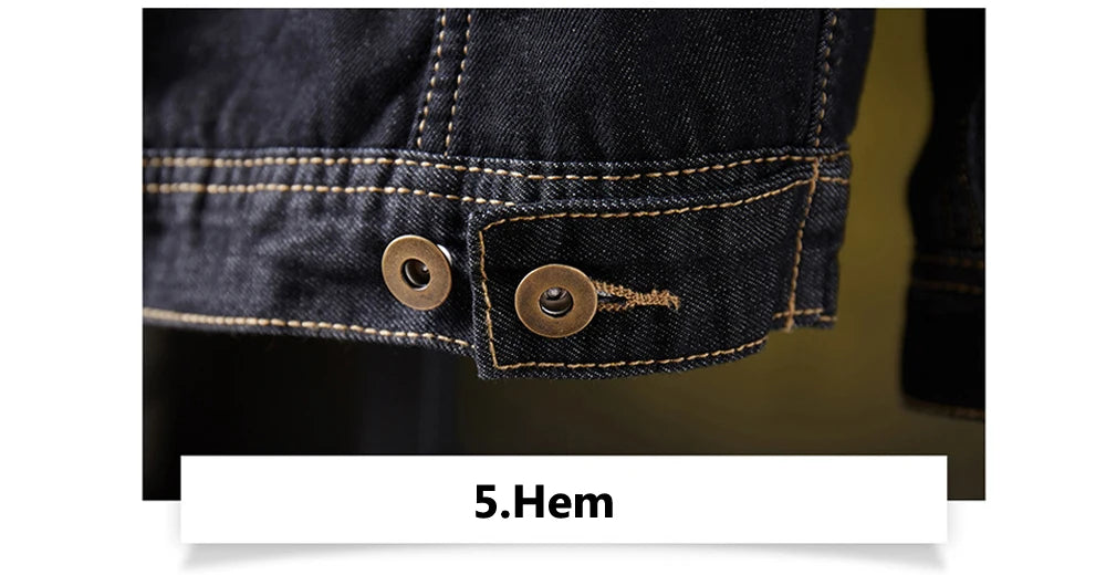 Men's Retro Denim Jacket - Warm Fleece-Lined Punk Streetwear Coat for Winter Adventures.
