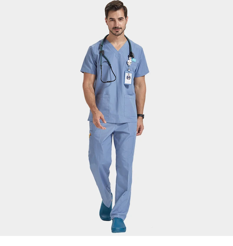 Men's Breathable Medical Scrubs Set - Stylish Hospital Nursing Uniforms for Doctors & Nurses