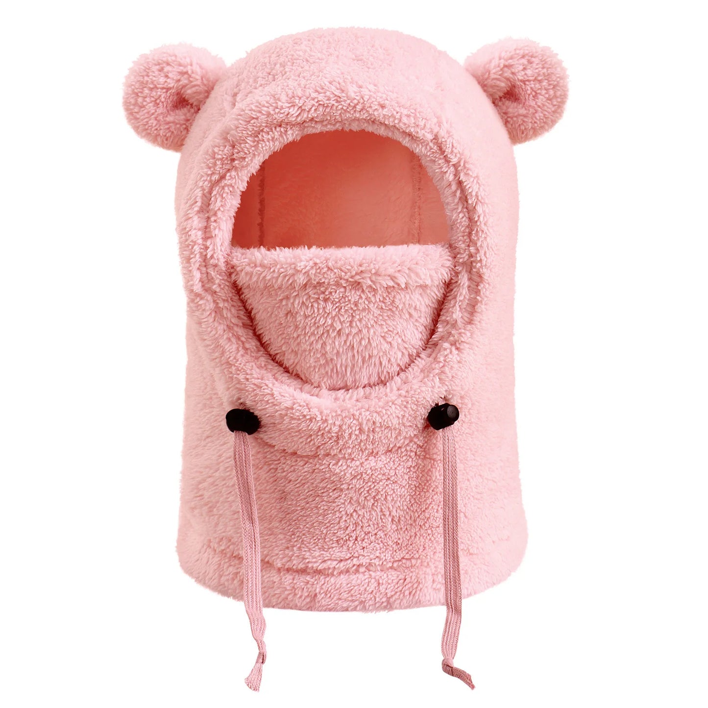 Unisex Winter Bear Ears Hood - Integrated Hat Scarf Mask Fleece Beanie