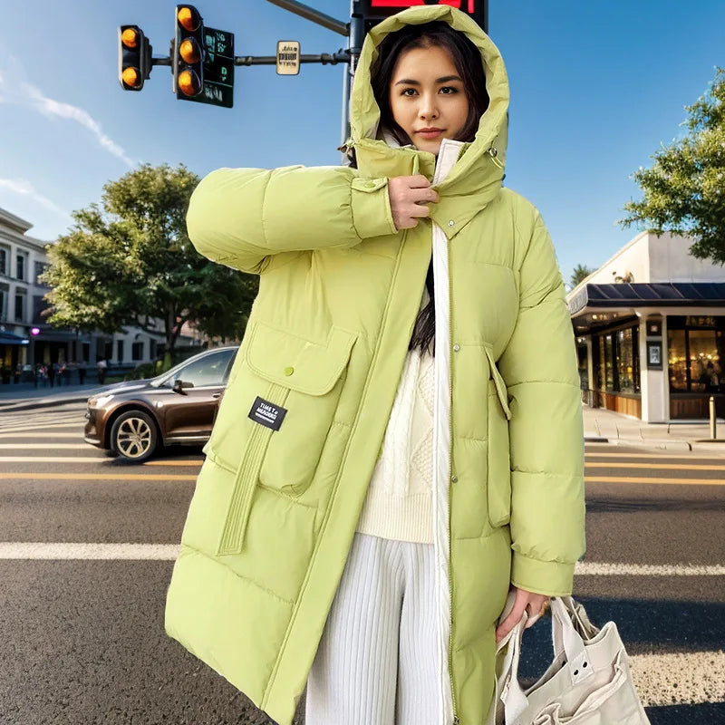 Women's 2024 Hooded Cotton Padded Parka Jacket-Long & Stylish