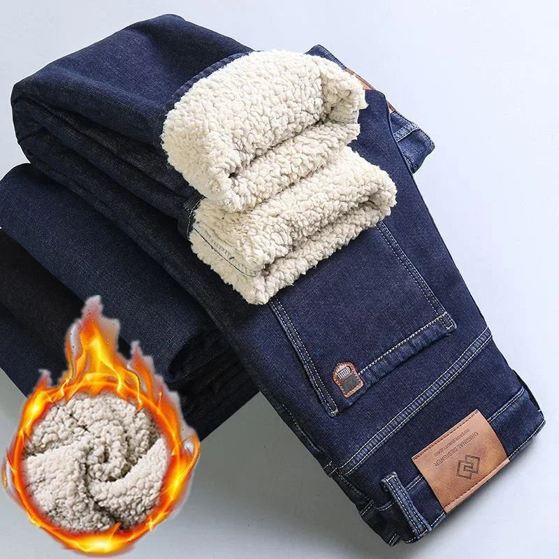 Men's 2023 Winter Fleece Jeans: Warm, Stylish & Versatile.