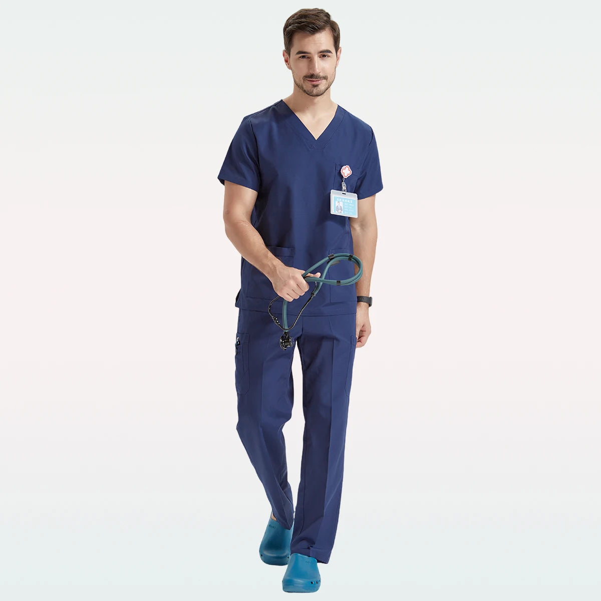 Men's Breathable Medical Scrubs Set - Stylish Hospital Nursing Uniforms for Doctors & Nurses