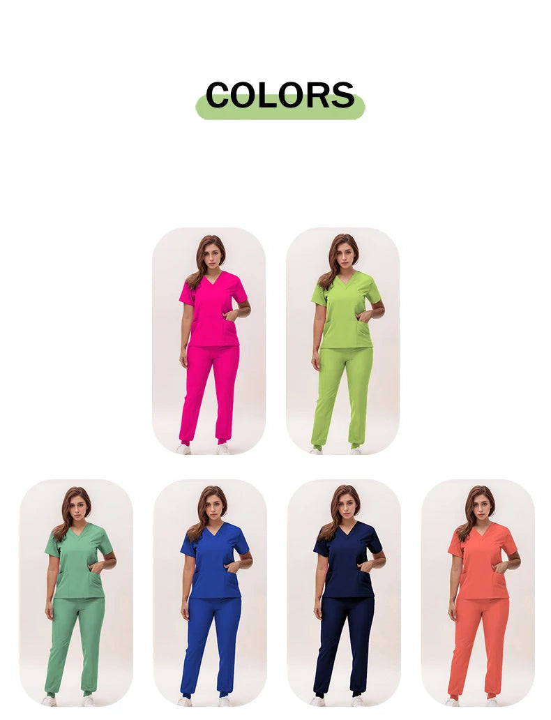 Women's 2025 New Nurse Uniforms: V-Neck Top & Jogger Pants Scrub Set - Experience Ultimate Comfort & Flexibility with 95% Polyester & 5% Spandex for Healthcare Professionals