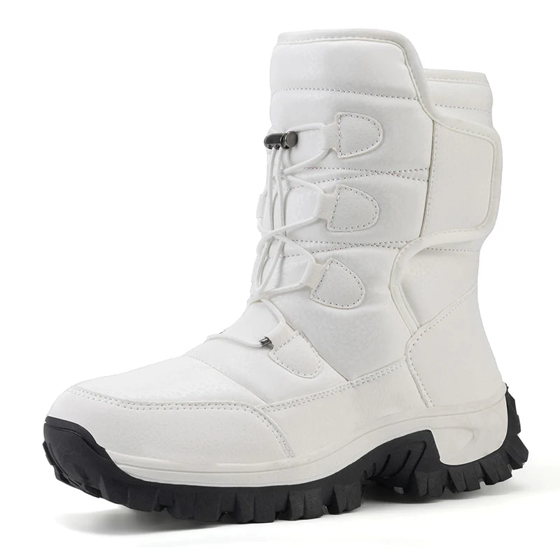 Women's Plush-Lined Waterproof Snow Boots - Platform Winter Hiking Ankle Boots
