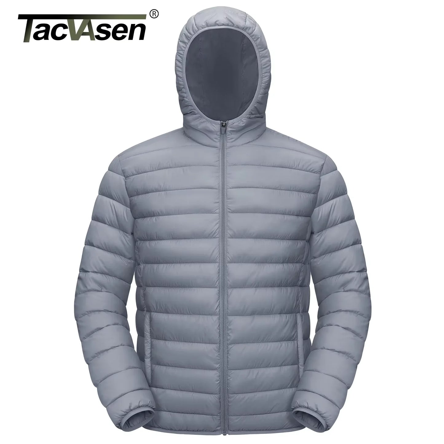 Men's TACVASEN Lightweight Water-Repellent Puffer Jacket - Cozy Insulated Hooded Windbreaker for Ultimate Comfort"