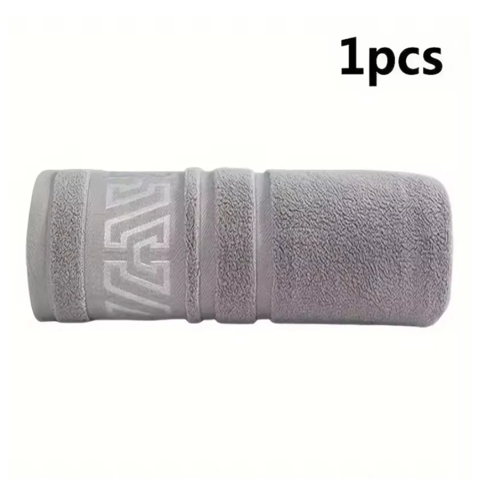 Premium Thick Bath Towel - Soft & Absorbent Cotton Blend, Decorative Border (70x140cm)