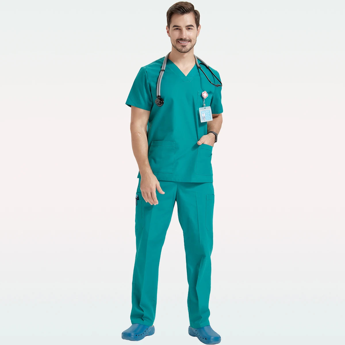 Men's Breathable Medical Scrubs Set - Stylish Hospital Nursing Uniforms for Doctors & Nurses