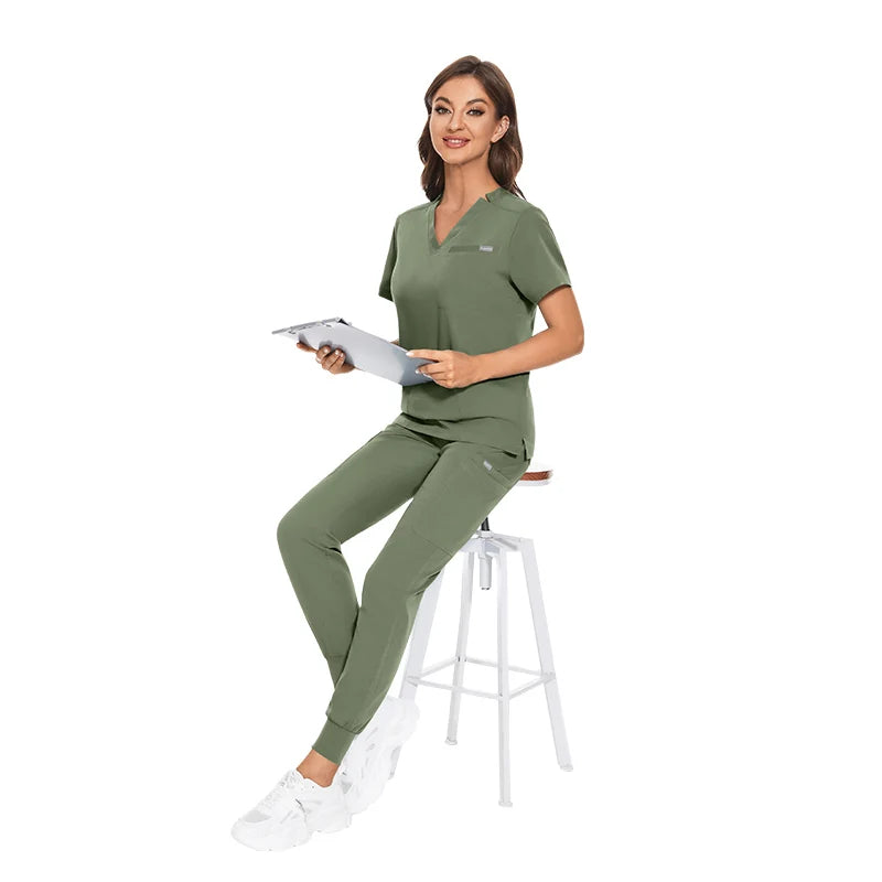 Women's Vibrant Multicolor Scrubs Set: Stylish Short Sleeve Top & Pants for Nurses & Pet Doctors