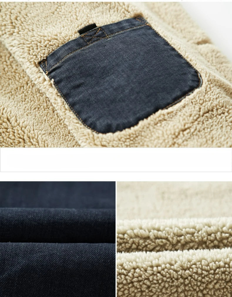Men's Casual Padded Denim Jacket - Autumn & Winter Lapel Coat for Outdoor Adventures