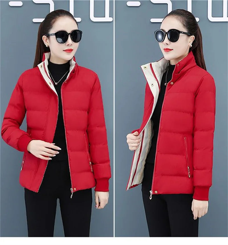 Women's Velvet Cotton Padded Winter Jacket 2025 - Detachable Hood Warm Parka Coat"