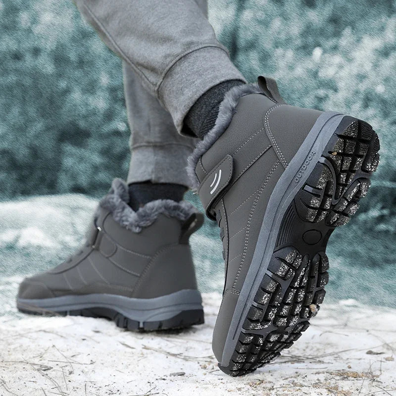Women's Plush-Lined Waterproof Winter Boots - Platform Non-Slip Hiking Ankle Boots