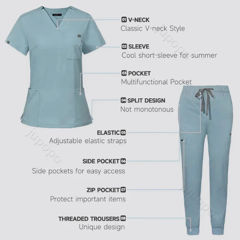 Women's Vibrant Multicolor Scrubs Set: Stylish Short Sleeve Top & Pants for Nurses & Pet Doctors