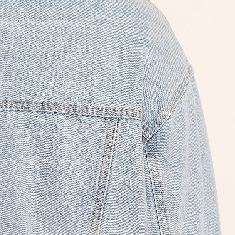 Women's Winter Denim Spliced Hooded Lamb Wool Jacket for Women-Thick Cotton Outwear with Double Pockets & Single-Breasted Closure.