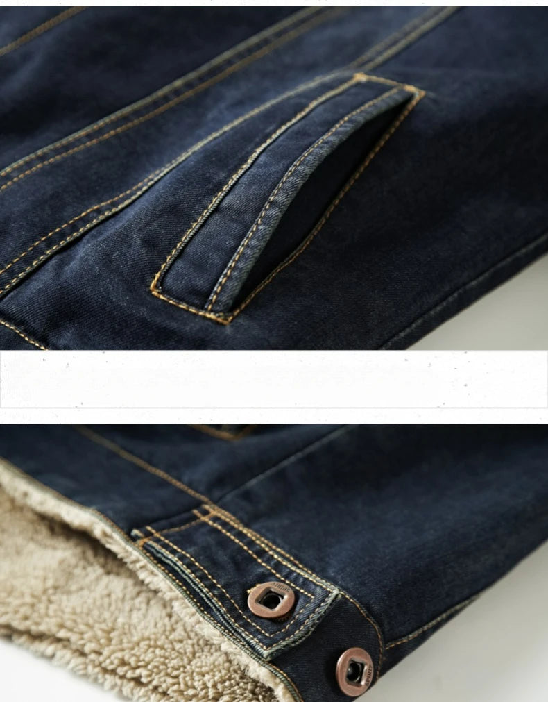 Men's Casual Padded Denim Jacket - Autumn & Winter Lapel Coat for Outdoor Adventures