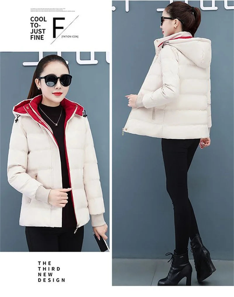 Women's Velvet Cotton Padded Winter Jacket 2025 - Detachable Hood Warm Parka Coat"