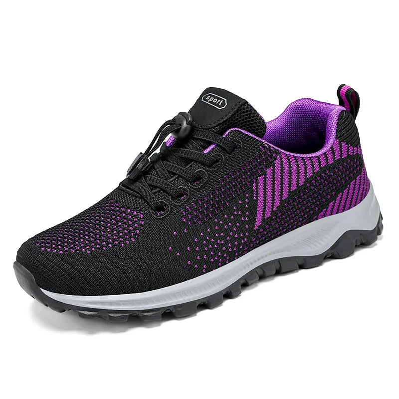 Women's Breathable Running Sneakers - Air Mesh Lace-Up Athletic Shoes - Lightweight Sport
