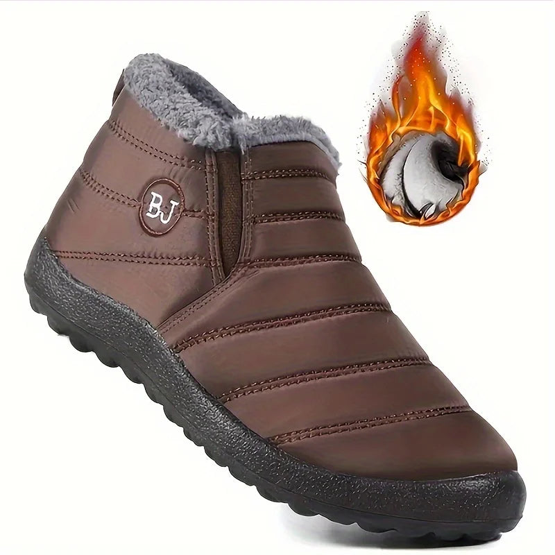 Women's Waterproof Microfiber Snow Boots - Plush-Lined Non-Slip Winter Hiking Shoes