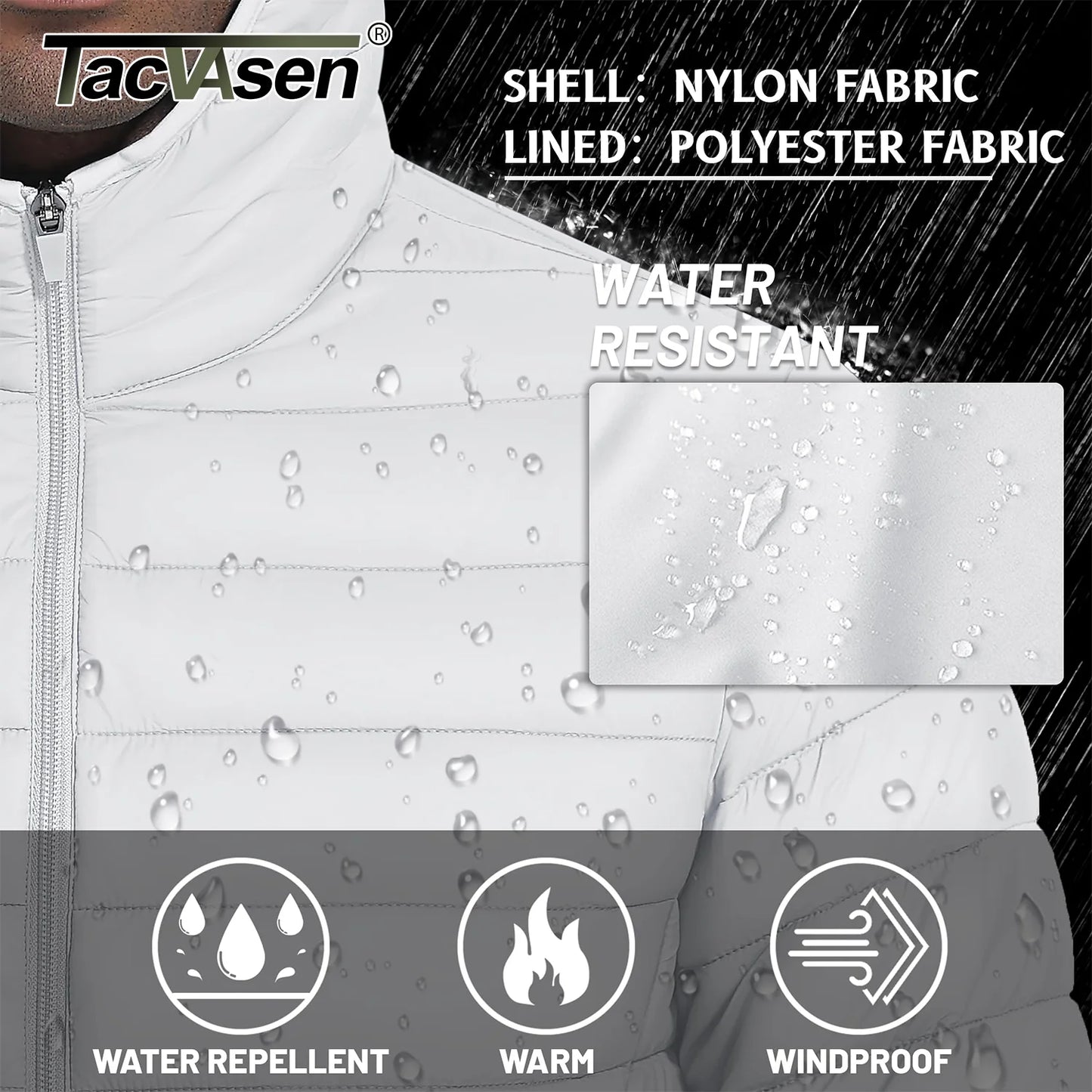 Men's TACVASEN Lightweight Water-Repellent Puffer Jacket - Cozy Insulated Hooded Windbreaker for Ultimate Comfort"