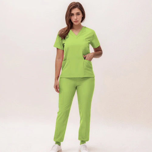 Women's 2025 New Nurse Uniforms V-neck Top Jogger Pants Scrub Sets Surgical