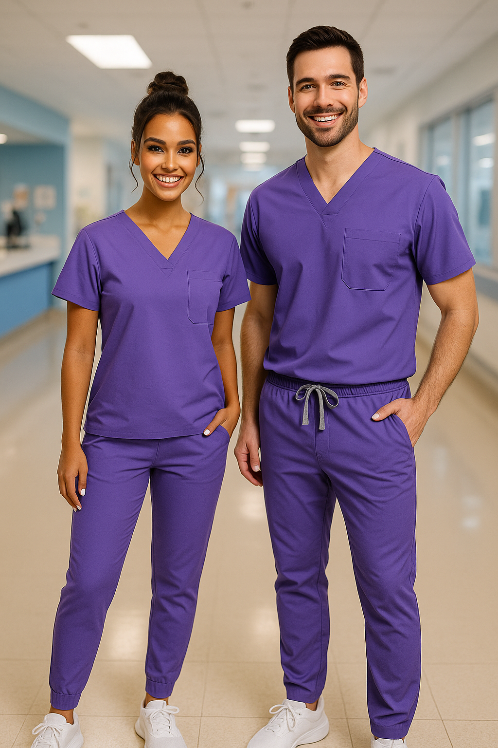 Unisex Classic V-Neck Jogger Scrub Set – Stylish & Stretchy