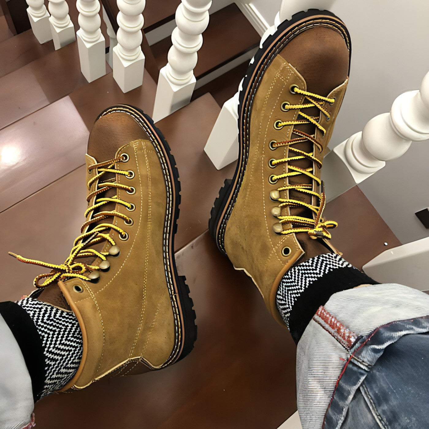 Men's Casual Round Toe Leather Martin Shoes for Autumn & Winter"