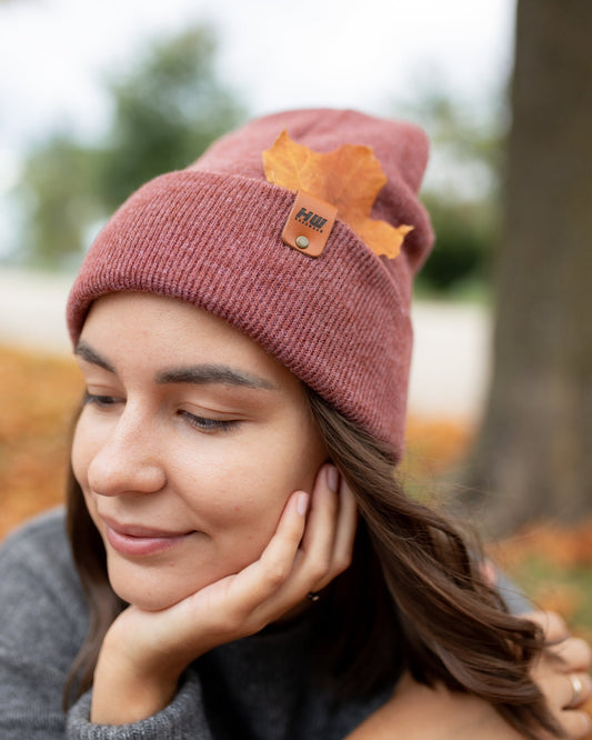 Unisex HAAKWEAR Knit Cuffed Beanie - Rusty Burgundy