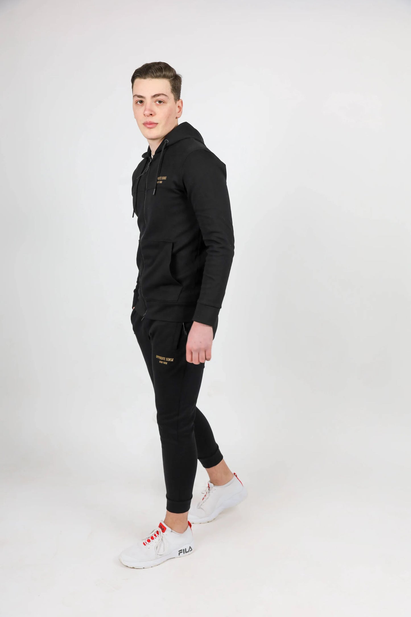 Men's Black Full Zip Hoodie & Joggers Set - Premium Cotton Sweatsuit | Athletic Loungewear
