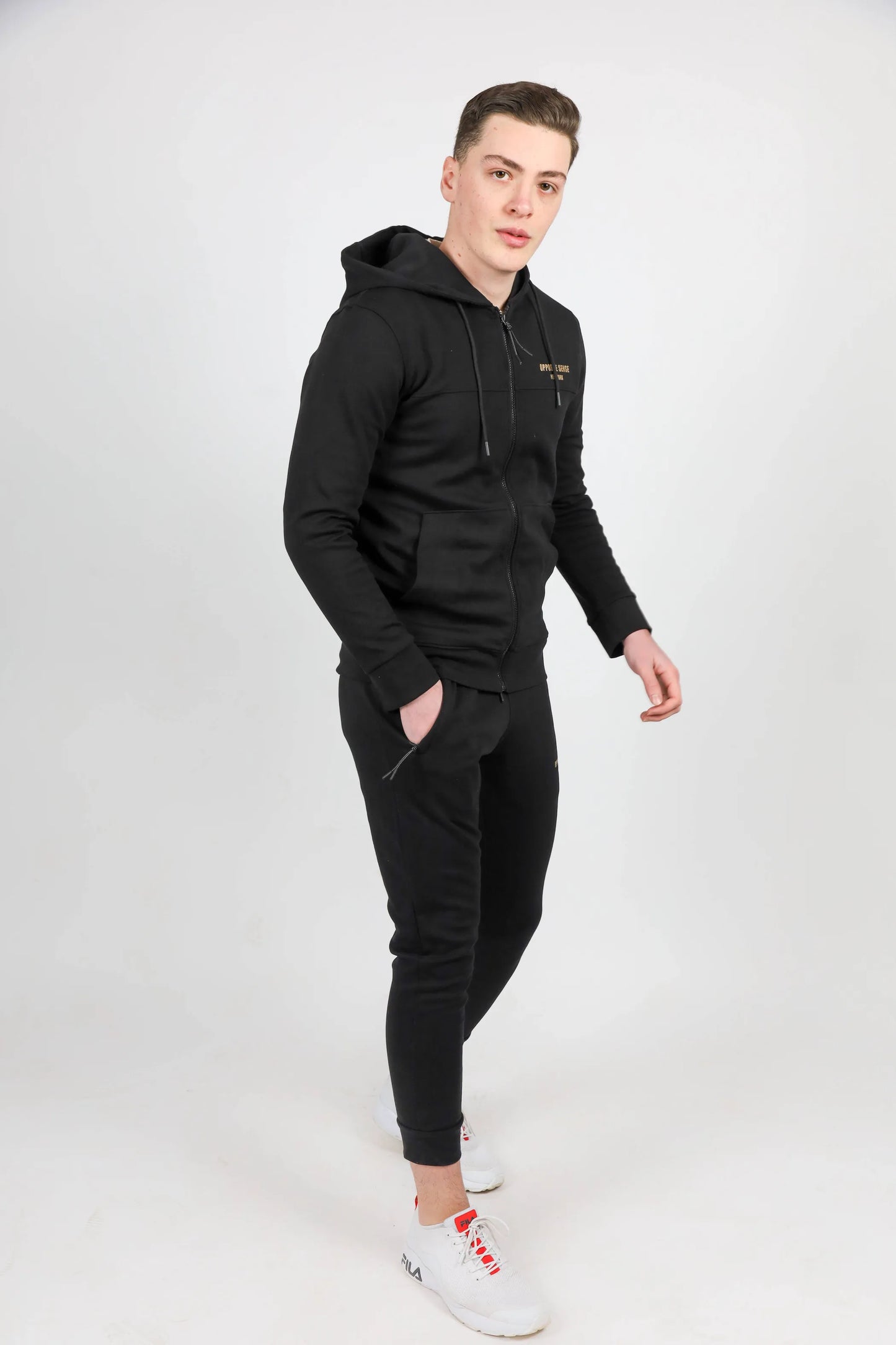 Men's Black Sweat Suit Set - Premium Cotton Blend Tracksuit