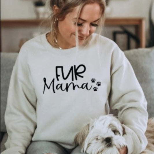 Women's Fur Mama Sweatshirt - Dog Lover Crewneck - Cozy Pet Mom Gift