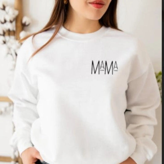 Women's  Sweatshirt Mama Pocket Printed Crewneck Sweatshirts
