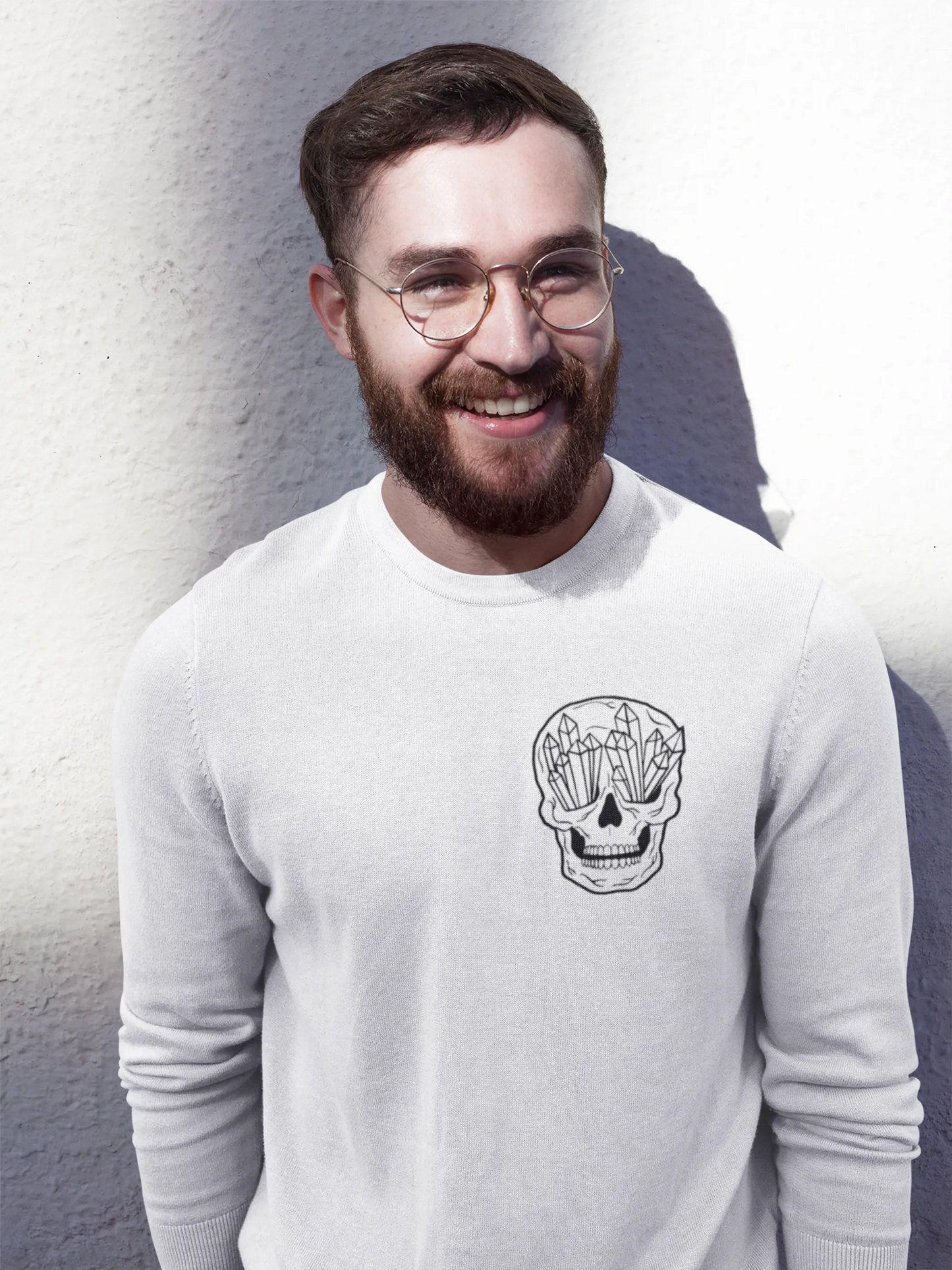 Men's Burgundy Crystal Skull Sweatshirt - Soft Crewneck Pullover | Graphic Streetwear - Pack Of: 1