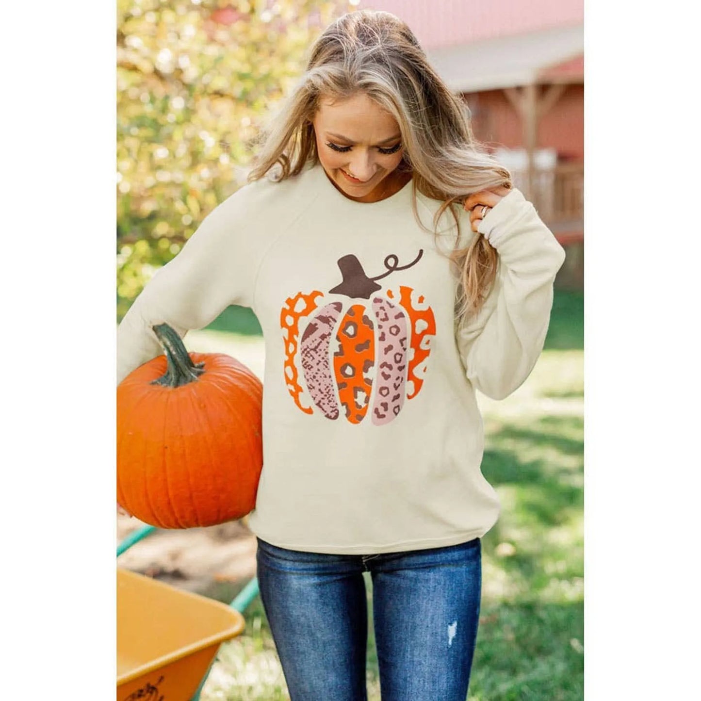 Women's Pumpkin Design Sweater - Premium Style 94 | Fall Knitwear