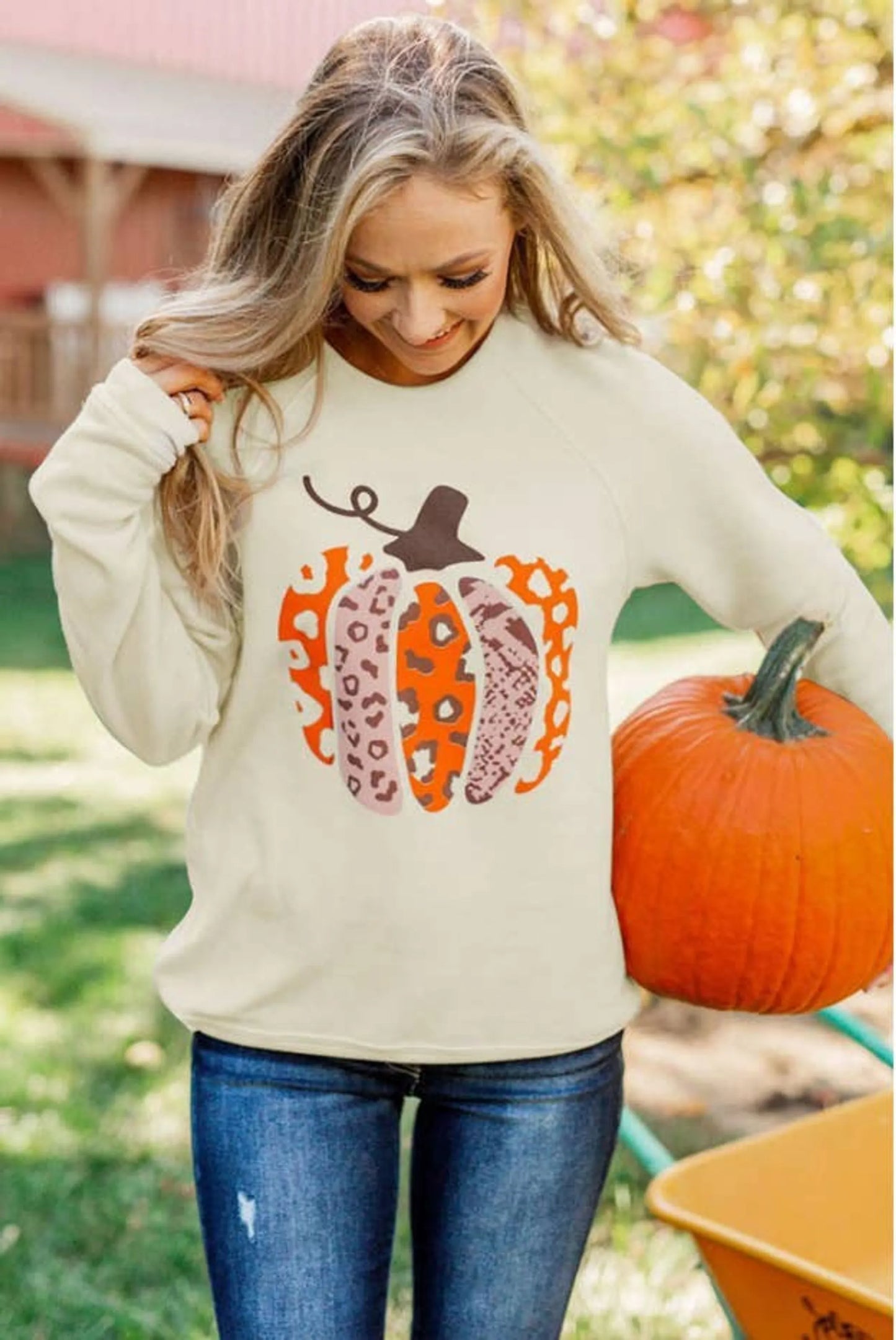 Women's Pumpkin Design Sweater - Premium Style 94 | Fall Knitwear
