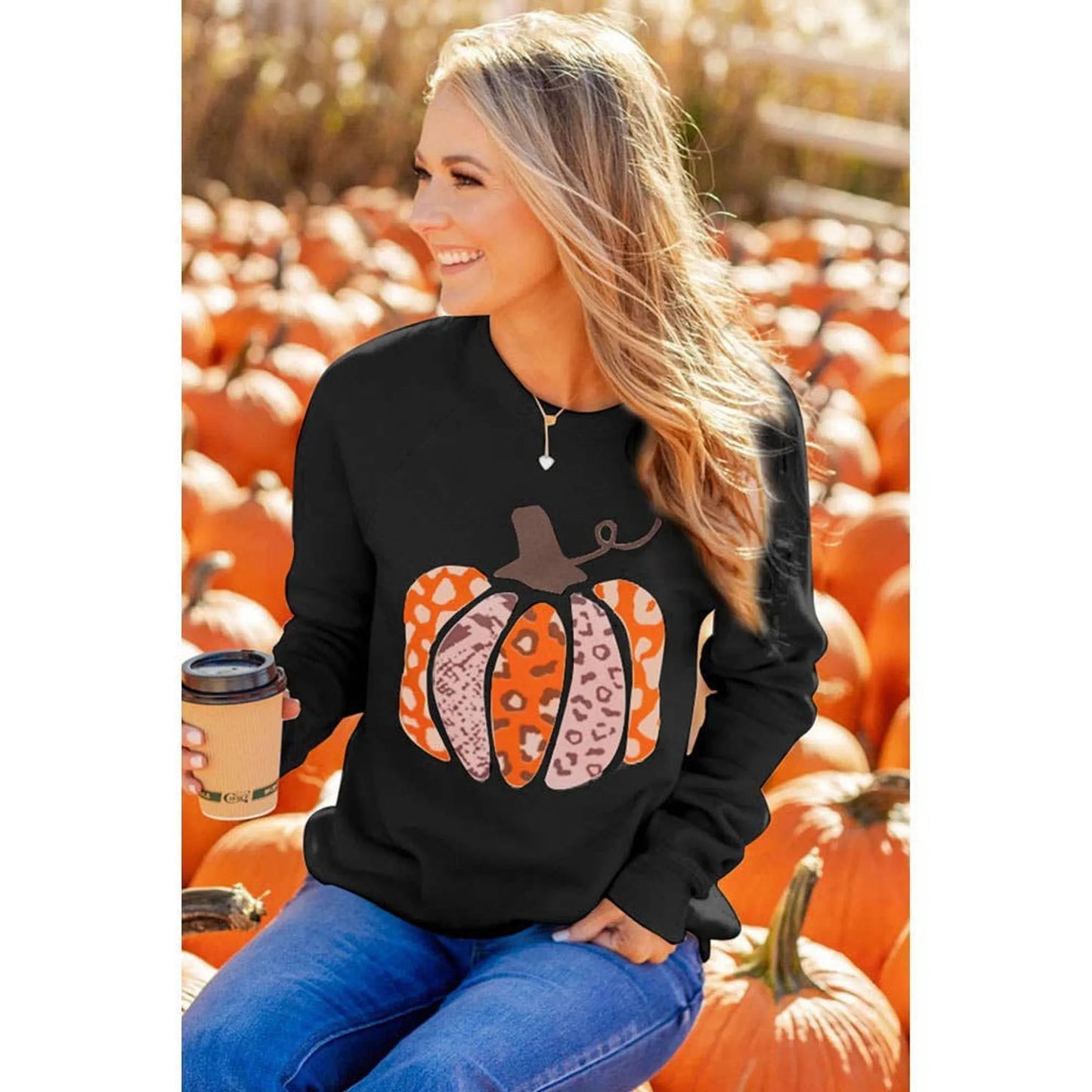 Women's Pumpkin Design Sweater - Premium Style 94 | Fall Knitwear