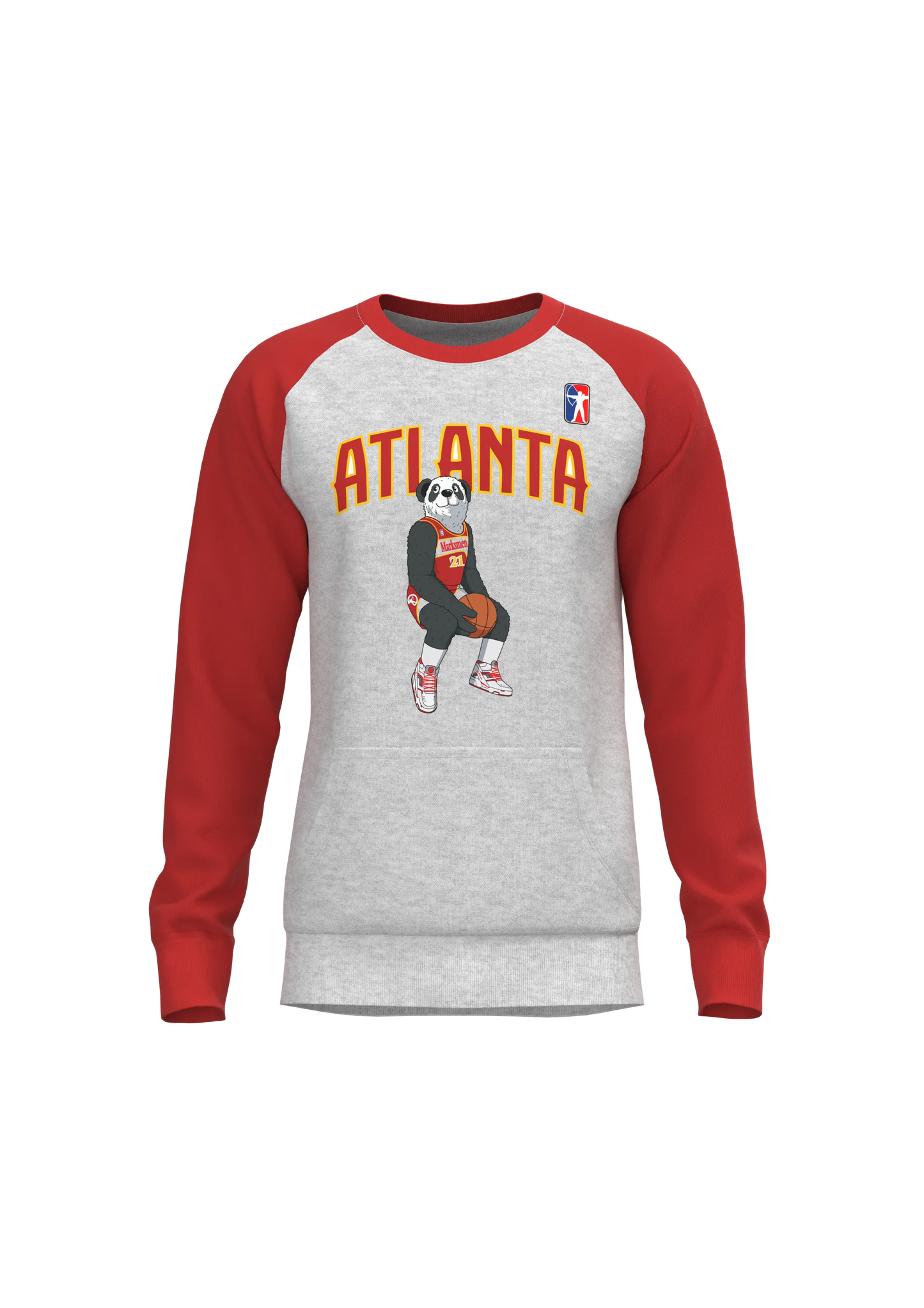 Men's Atlanta Panda Allstar Raglan Sweatshirt - Cotton Poly Terry Fleece | Basketball Fan Apparel