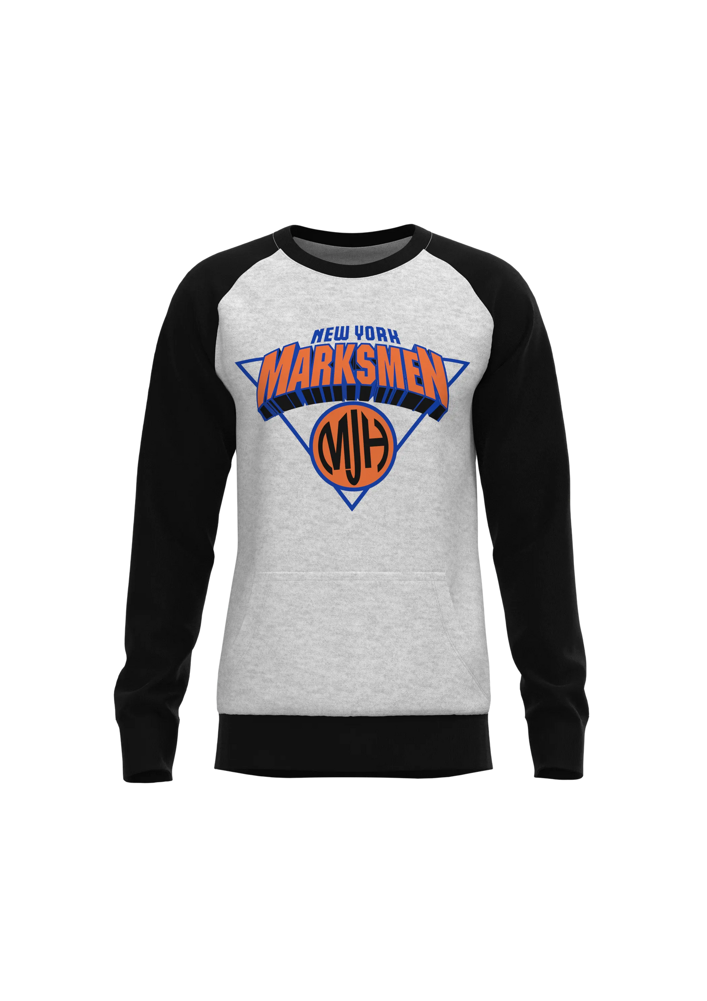 Men's New York Marksmen Raglan Sweatshirt - Cotton Poly Blend Terry Fleece | Basketball Fan Apparel