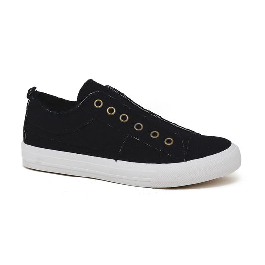 Unisex Grey Canvas Slip-On Sneakers - Laceless Platform - Classic Low-Top Style