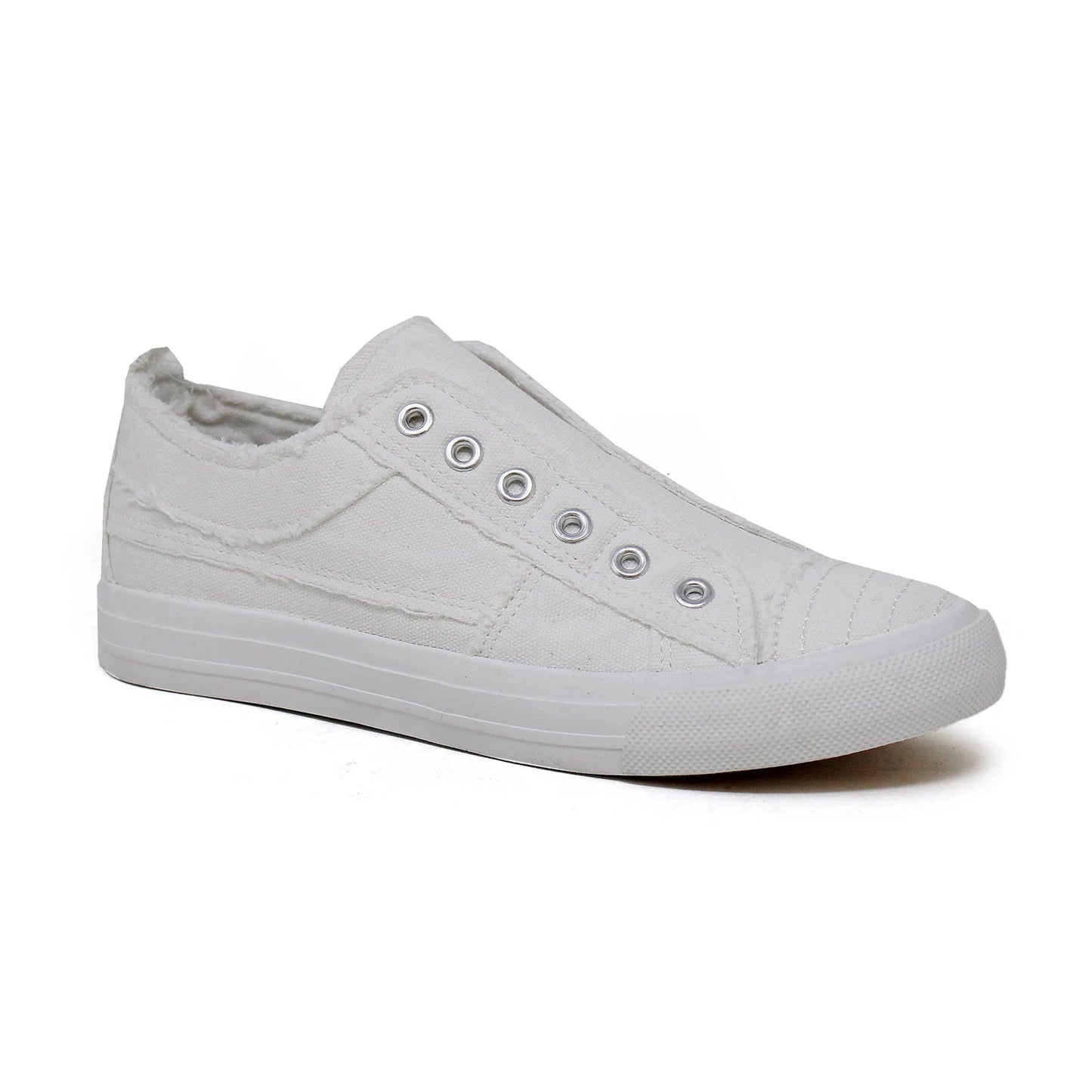 Unisex Grey Canvas Slip-On Sneakers - Laceless Platform - Classic Low-Top Style