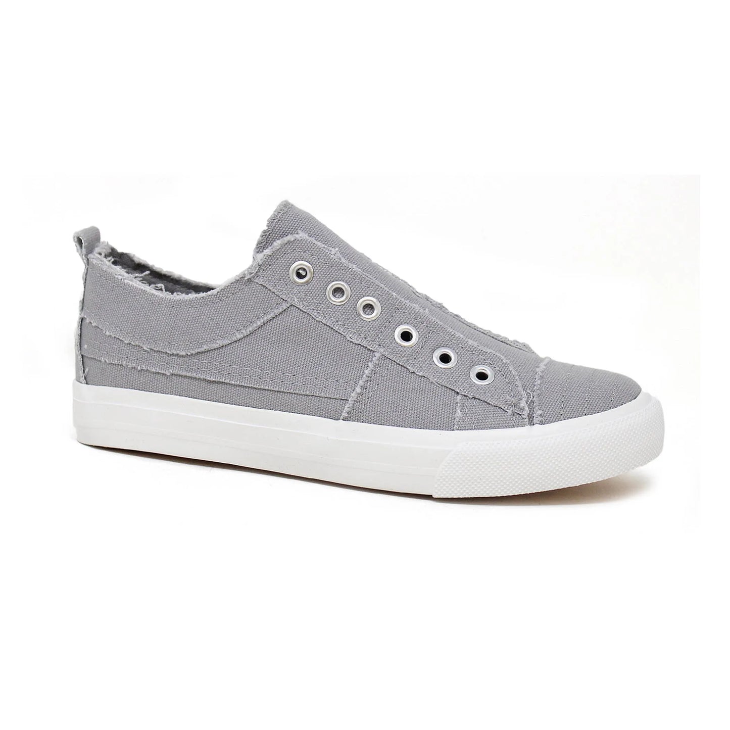 Unisex Grey Canvas Slip-On Sneakers - Laceless Platform - Classic Low-Top Style
