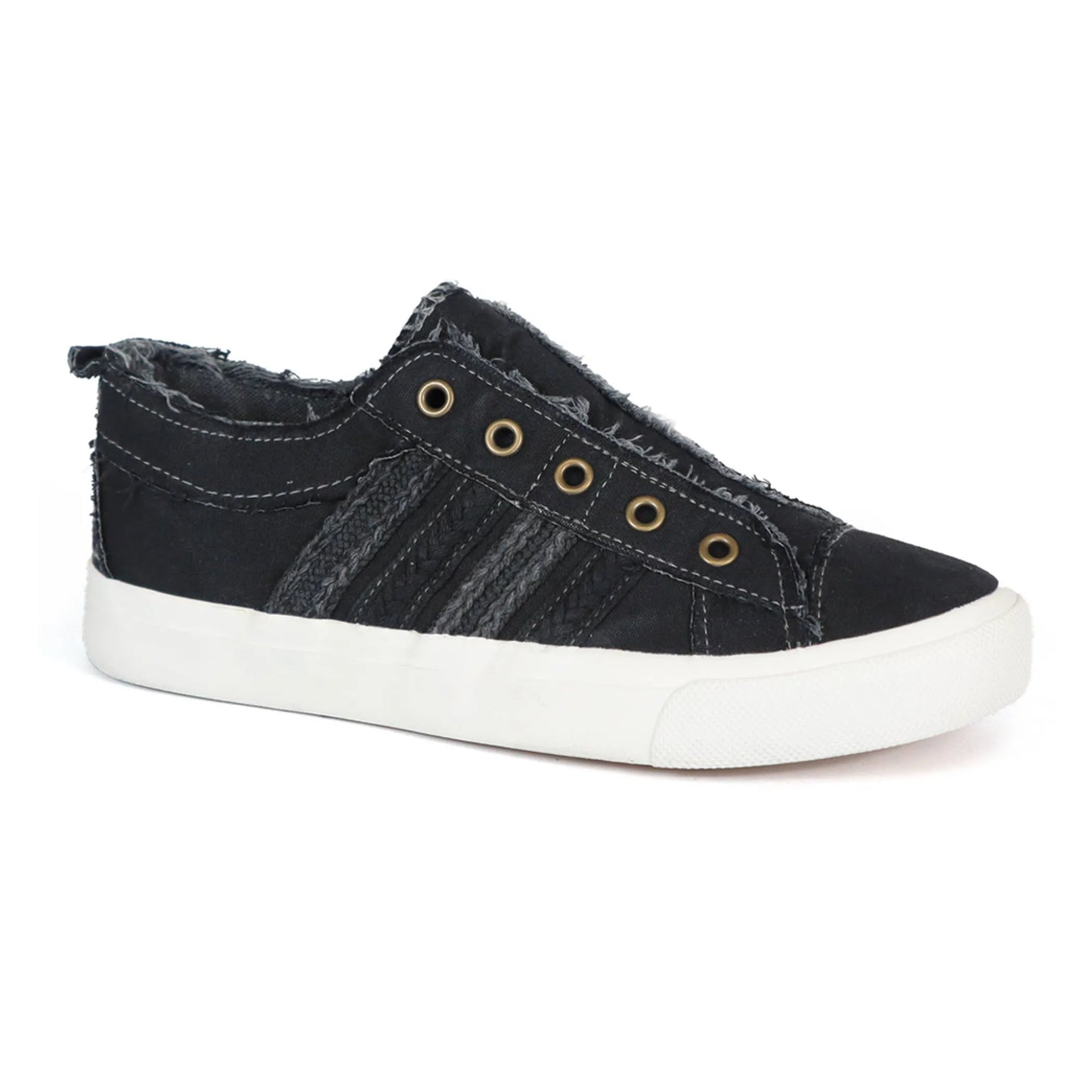 Unisex Canvas Slip-On Sneakers with Braided Side Detail - Laceless Low-Top Converse Style Casual Shoes
